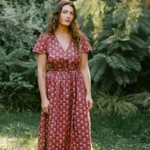 Christy Dawn Simple Dawn Dress in Antique Lotus Red Small